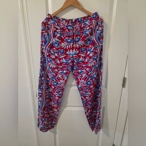 Tommy Hilfiger Red and Blue Floral Straight Leg Pants